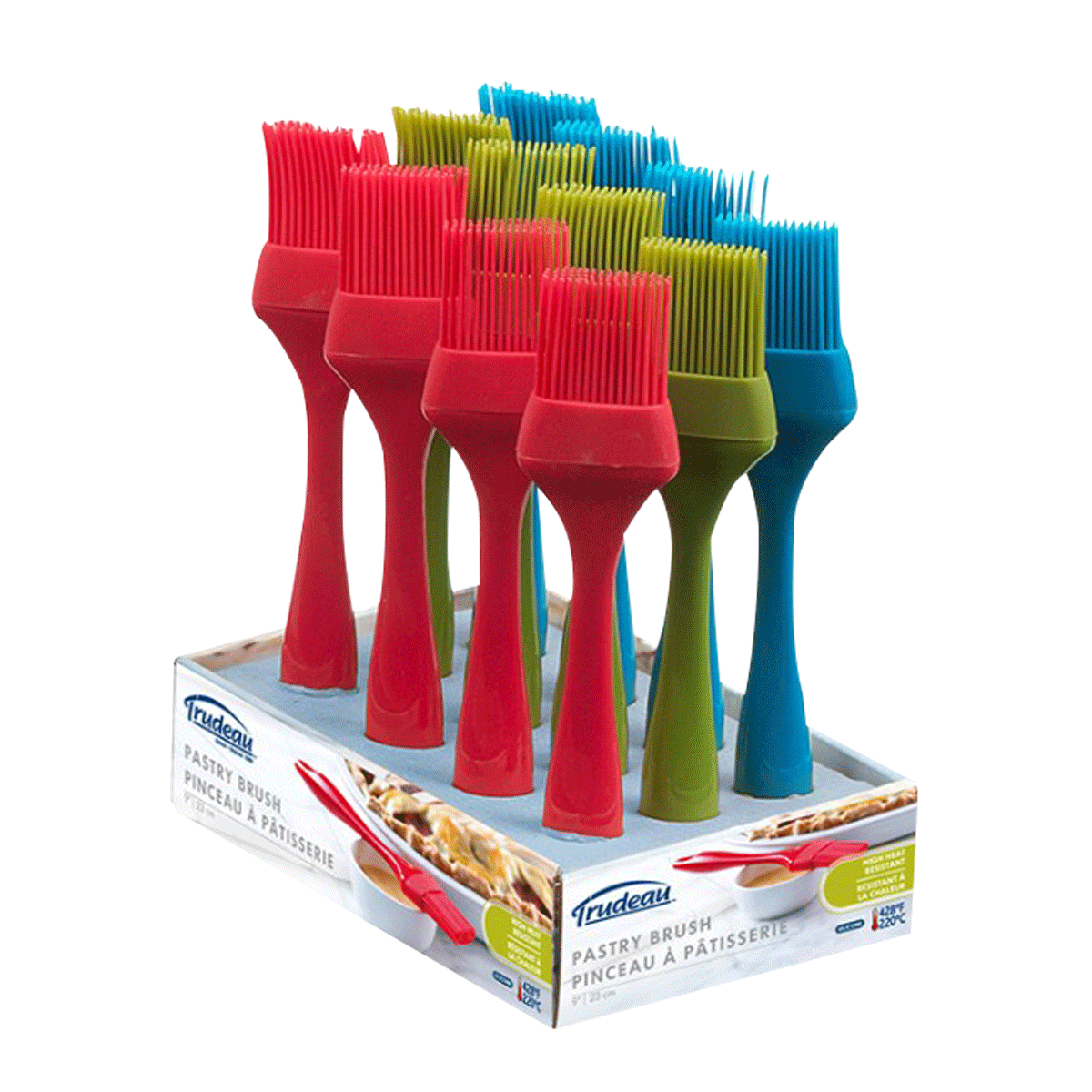 TRUDEAU SILICONE PASTRY/BBQ BRUSH 9" (ASSORTED COLOR)