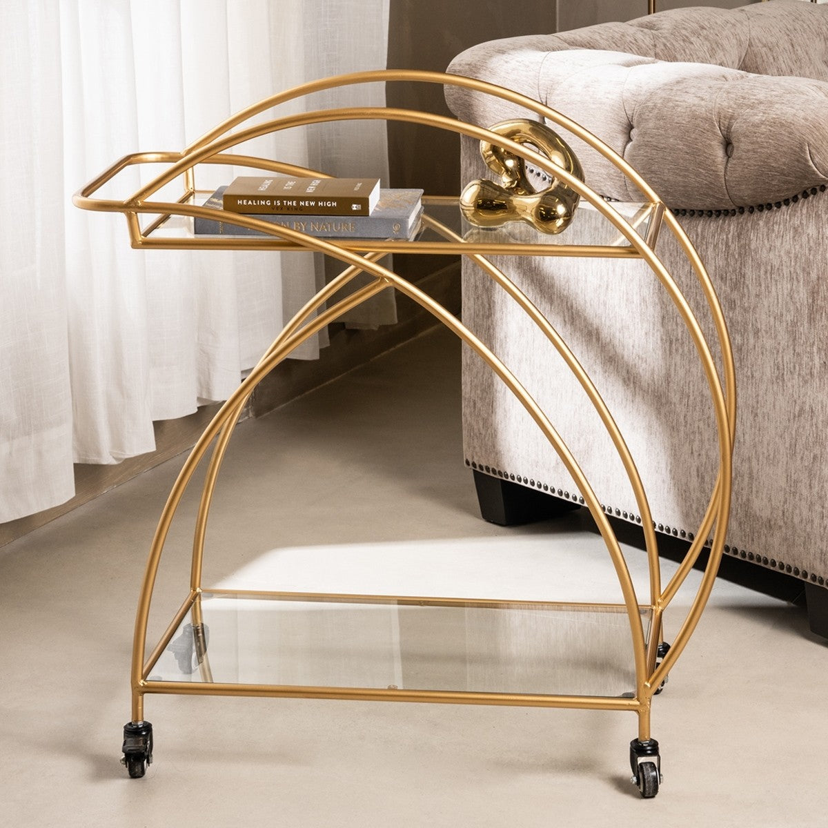 BARAKAH 2-TIER BAR CART GOLD 80X38X80 CM