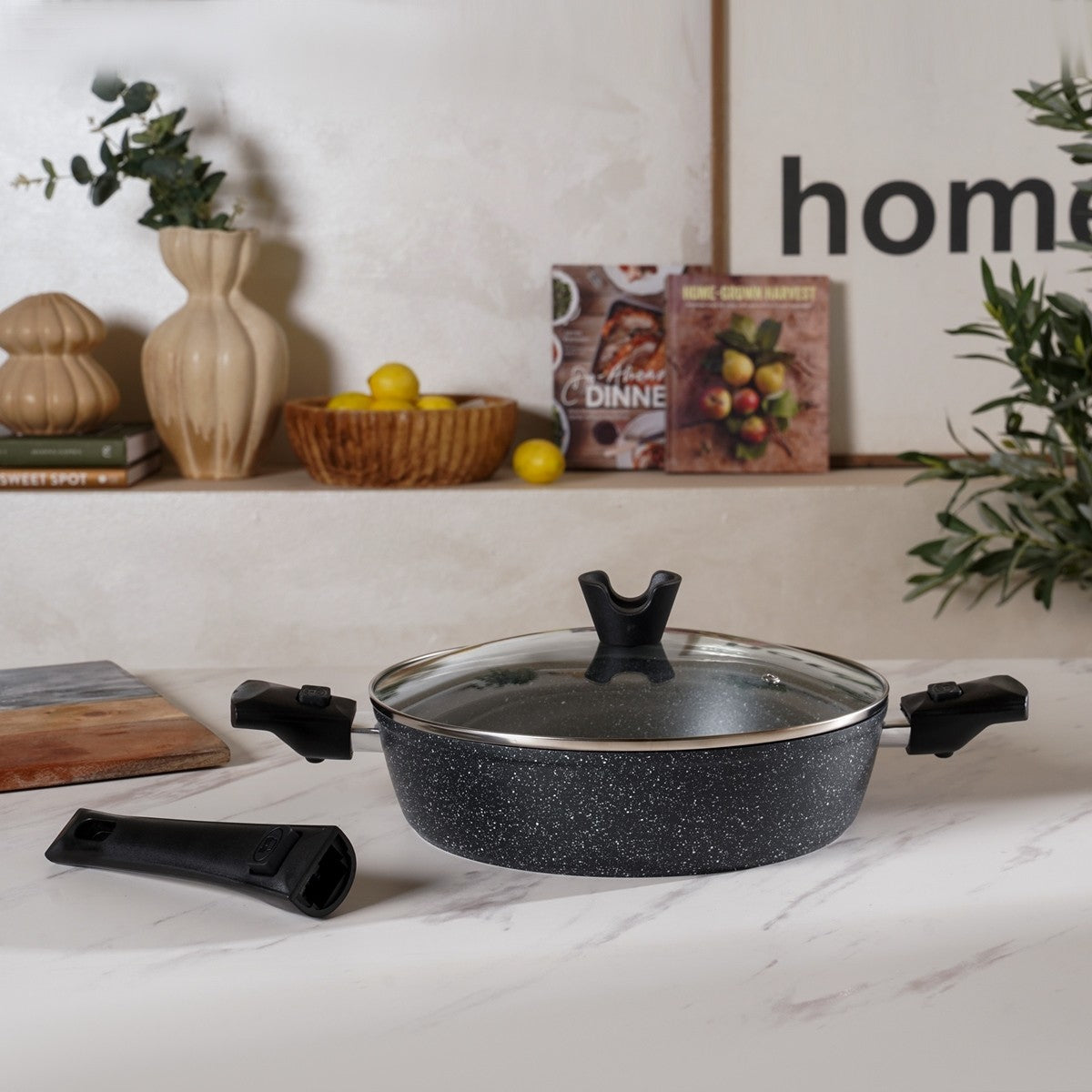 NERO LIDDED LOW CASSEROLE 28CM