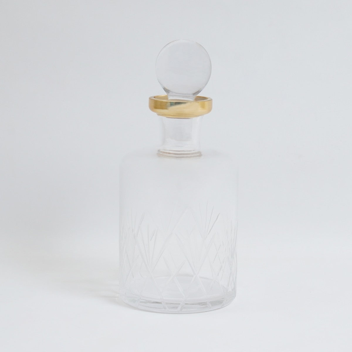 JULIETTE CUT GLASS CARAFE CLEAR WITH GOLD RIM