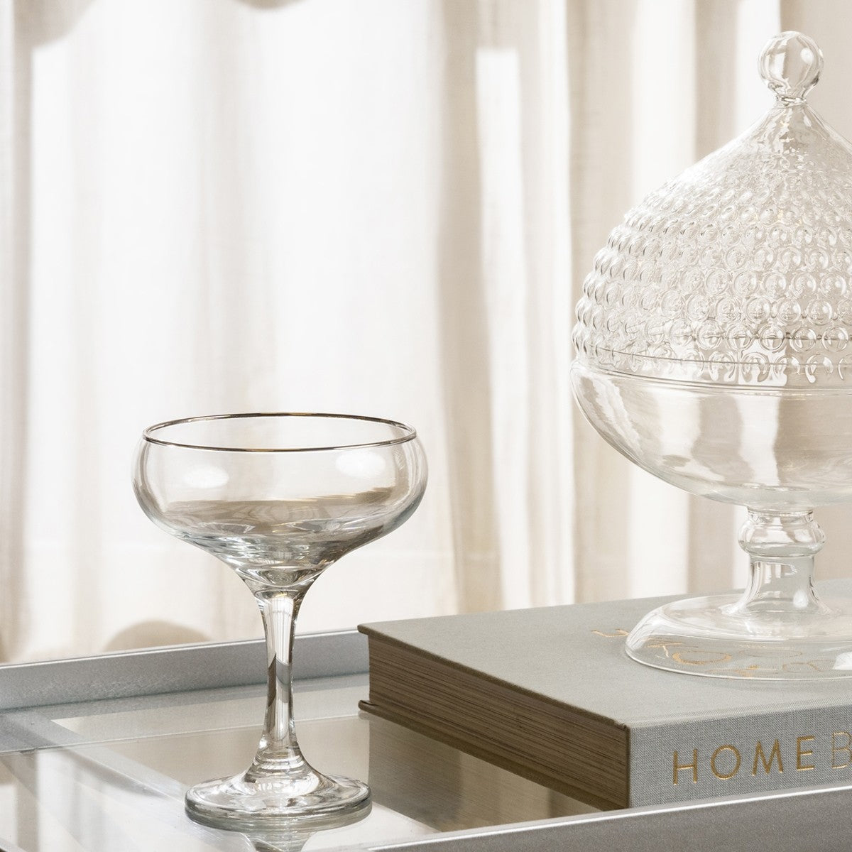 RIBBED DESSERT GLASS CLEAR 9X9X13.5 CM