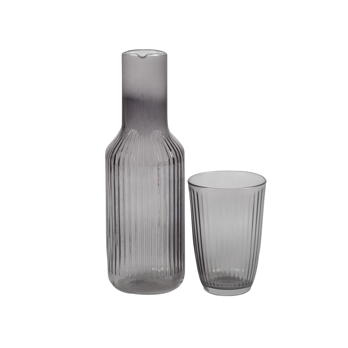 RIBBED CARAFE SET GREY