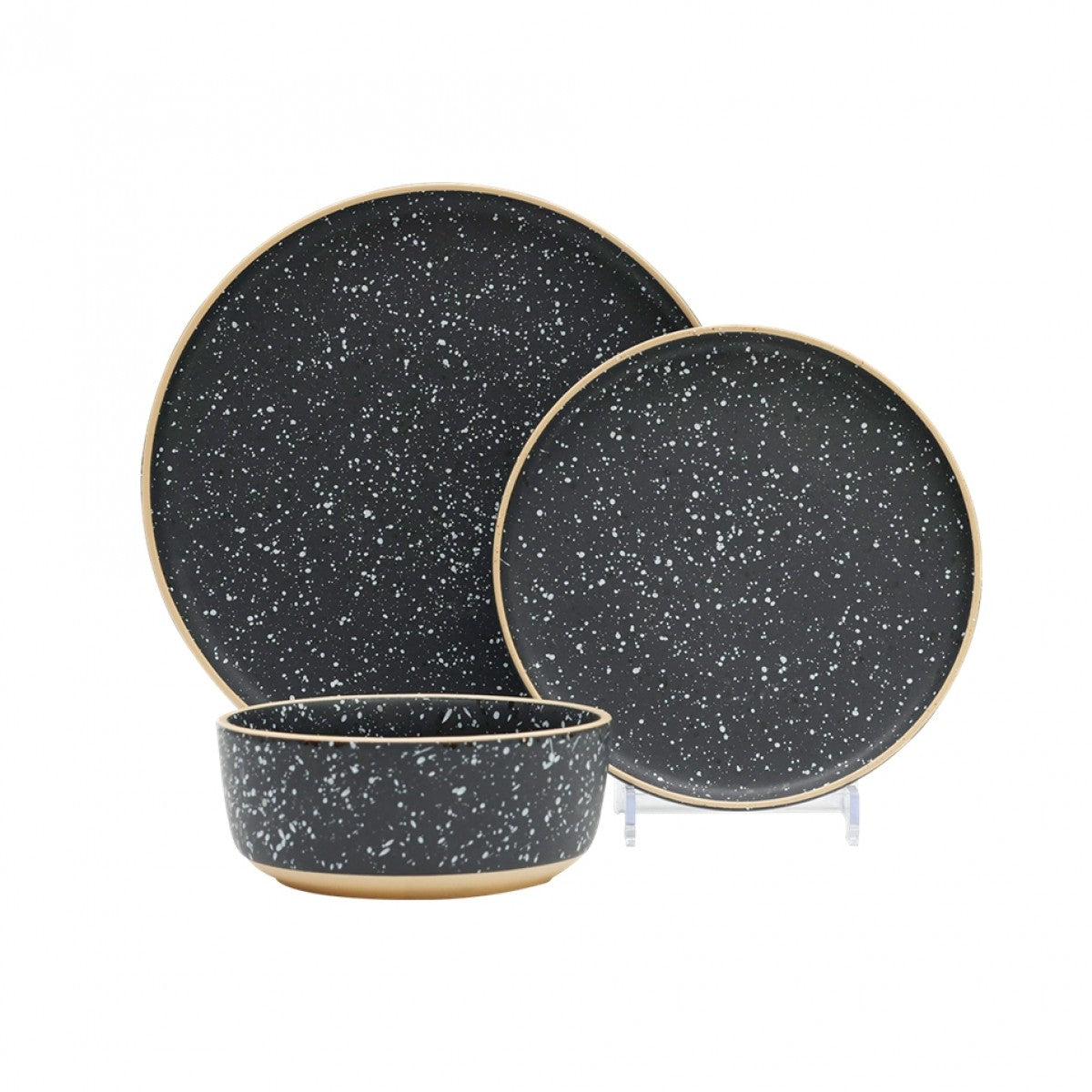 SPECKLE STONEWARE DINNER SET 18PCS BLACK