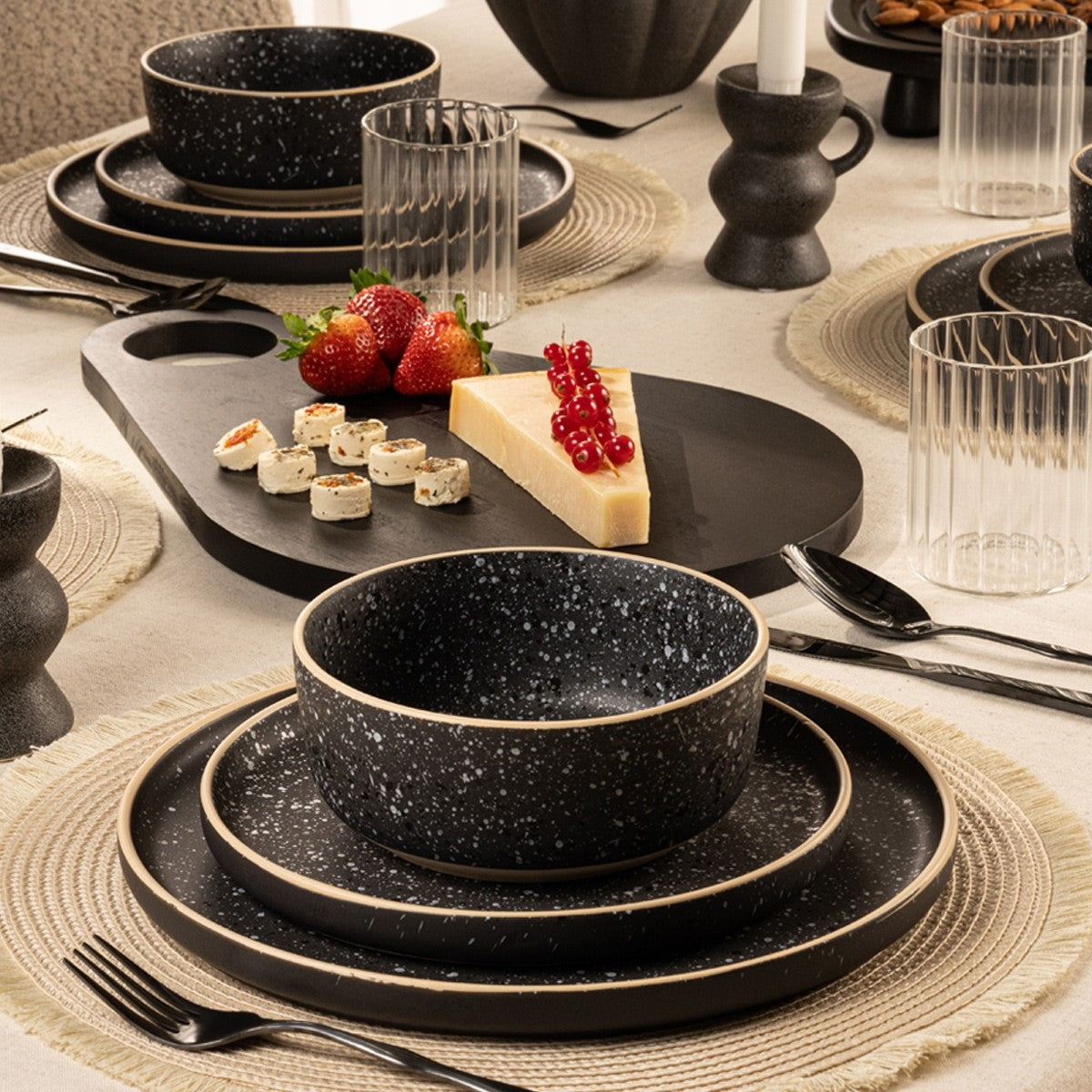 SPECKLE STONEWARE DINNER SET 18PCS BLACK – frgntrading
