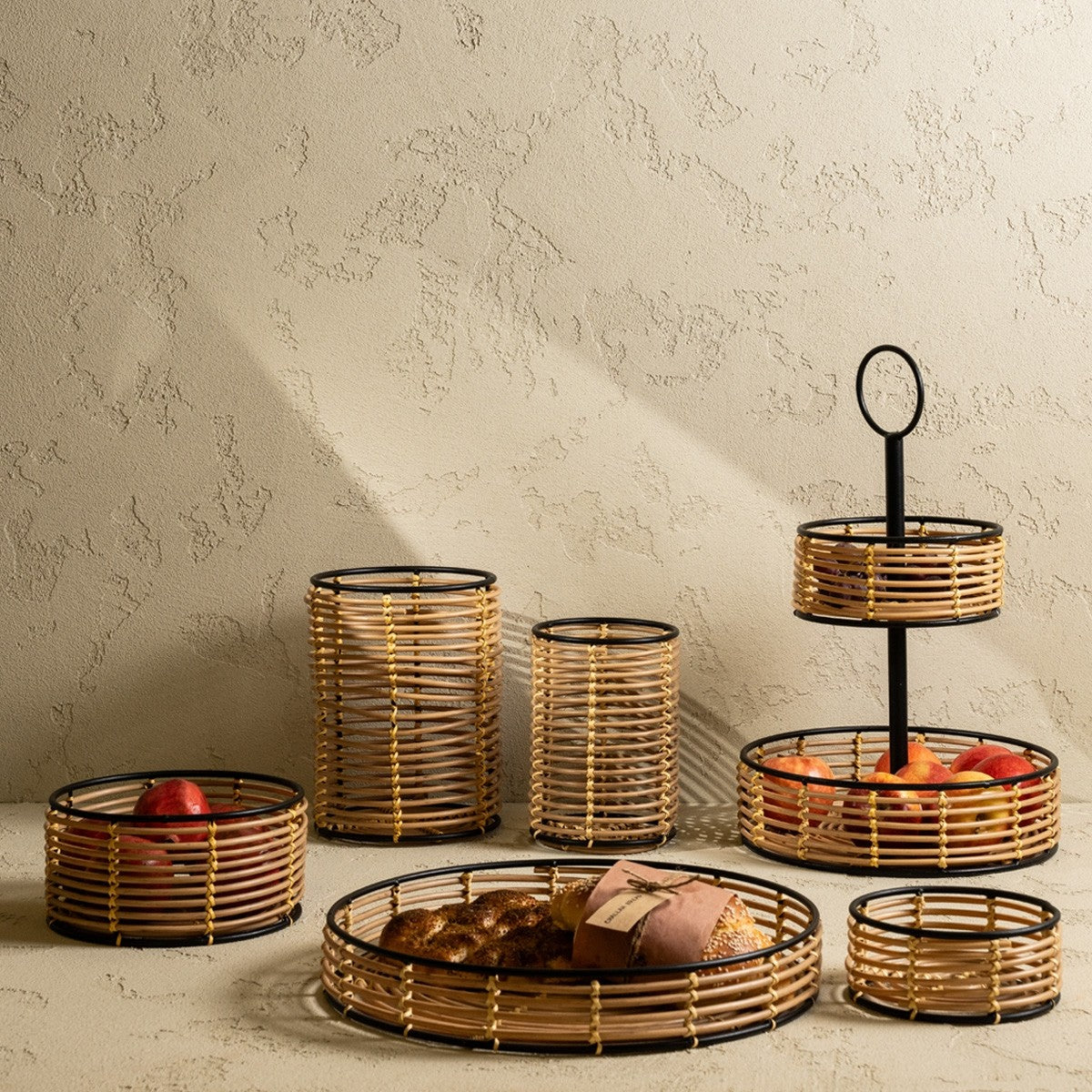 ASTRID 2 TIER TRAY NATURAL D28XH44 CM