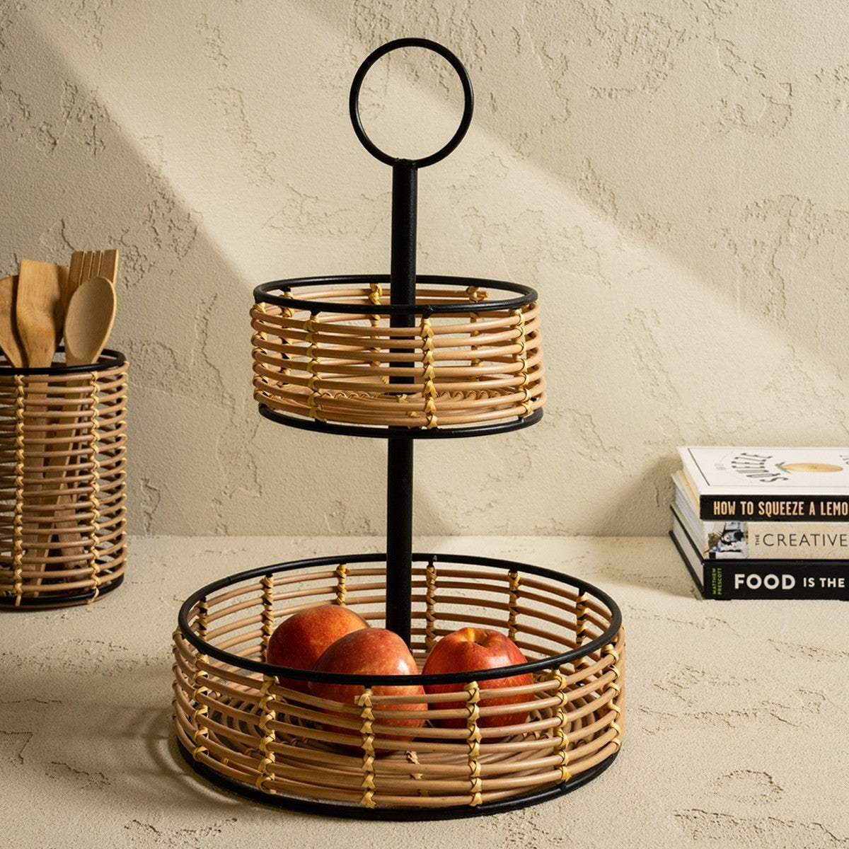 ASTRID 2 TIER TRAY NATURAL D28XH44 CM