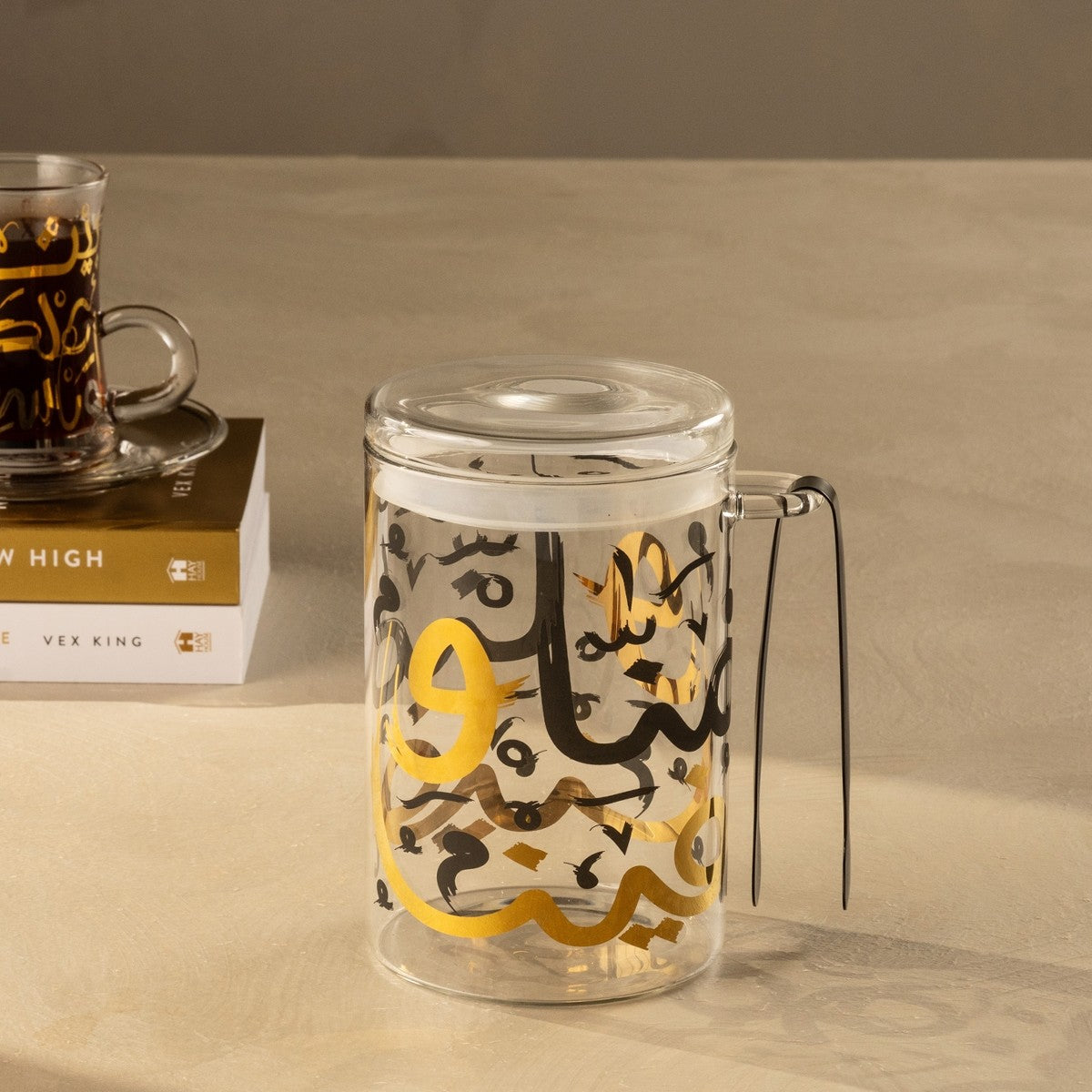 NASIK GLASS ICE BUCKET GOLD 9X14.5 CM