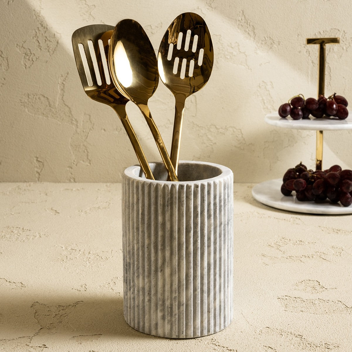 LUNA UTENSIL HOLDER WHITE D13XH17 CM