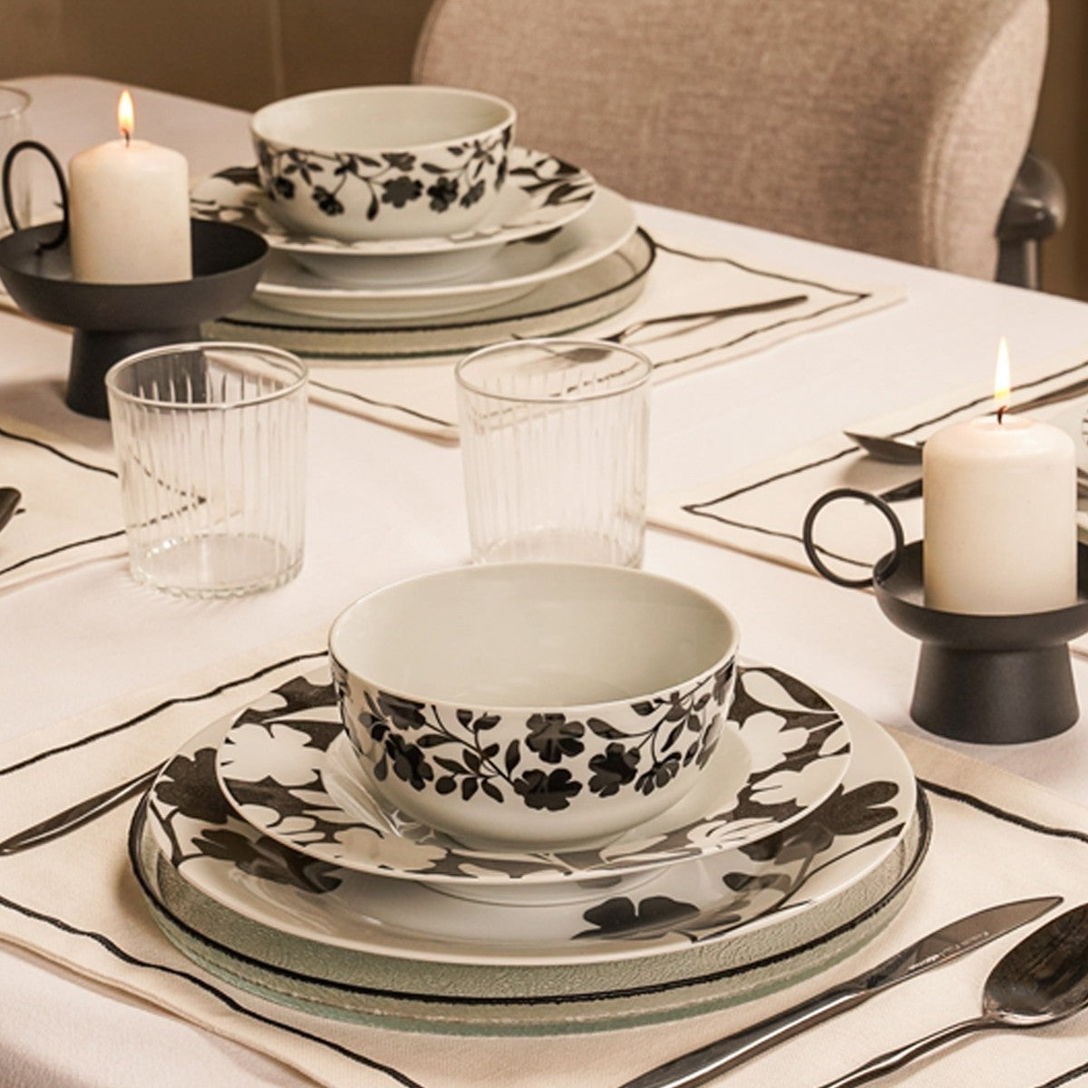 CLOVER DINNER SET 36PCS BLACK